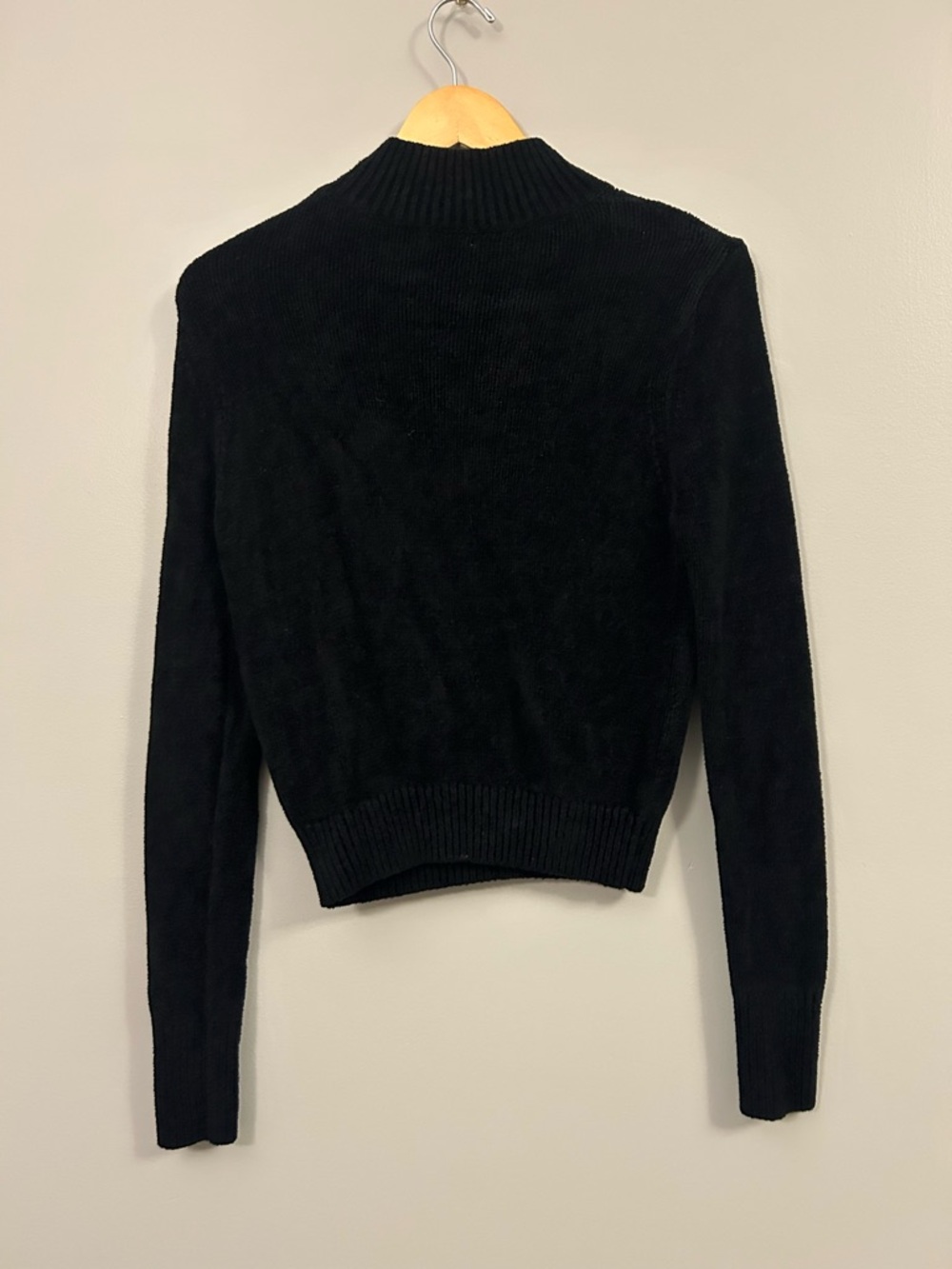 Aritzia Wilfred Corteta Chenille Black Mock Neck Sweater Medium - Picture 5 of 7